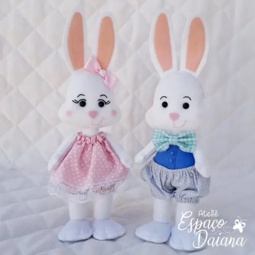 Casal Coelho da Páscoa em Feltro / Decoração de Páscoa