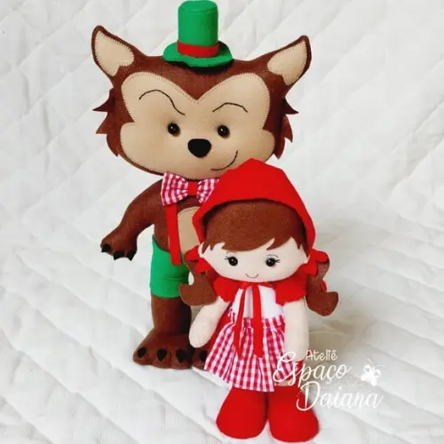 Chapeuzinho Vermelho e Lobo Mau em Feltro