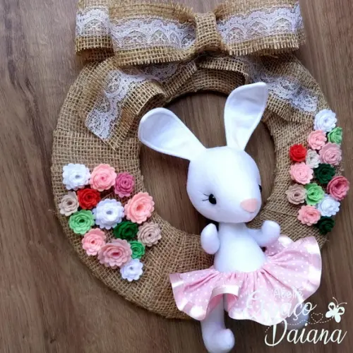 Guirlanda Enfeite de Porta Páscoa com Coelho / Decoração de Páscoa