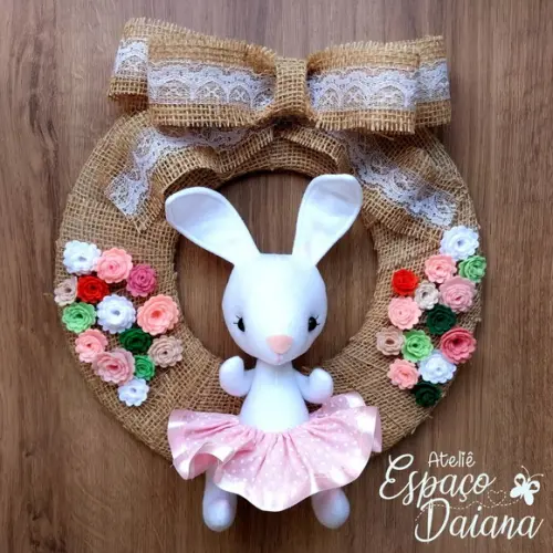 Guirlanda Enfeite de Porta Páscoa com Coelho / Decoração de P?