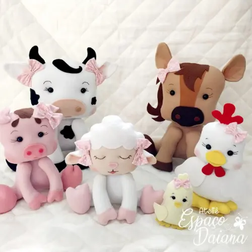Decoração Kit Fazendinha em Feltro 6 Animais