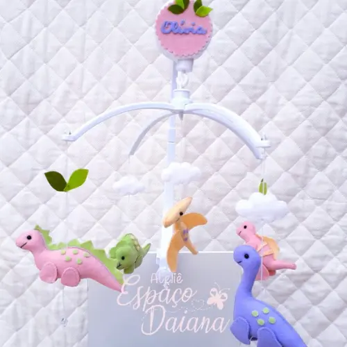 Mobile Musical para Berço tema Dinossauro/ Decoração Infantil