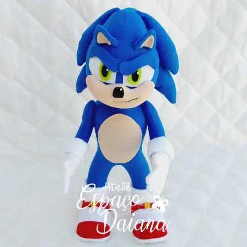 Sonic em Feltro / Boneco Personalizado / Decoração Festa Sonic