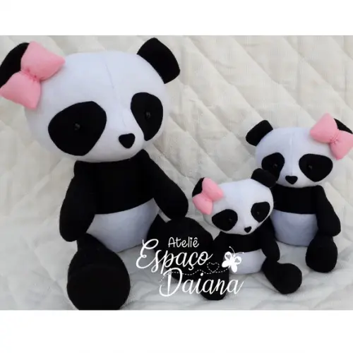 Kit 3 Ursos Panda em Feltro / Decoração Festa Infantil