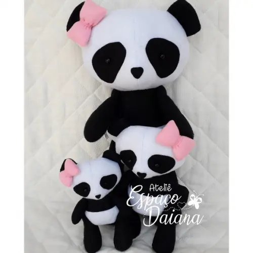 Kit 3 Ursos Panda em Feltro / Decoração Festa Infantil