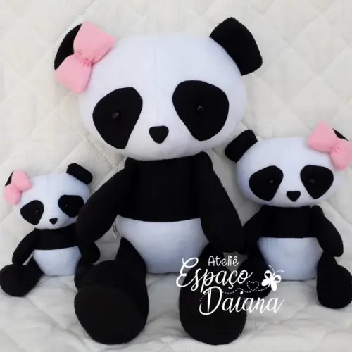 Kit 3 Ursos Panda em Feltro / Decoração Festa Infantil