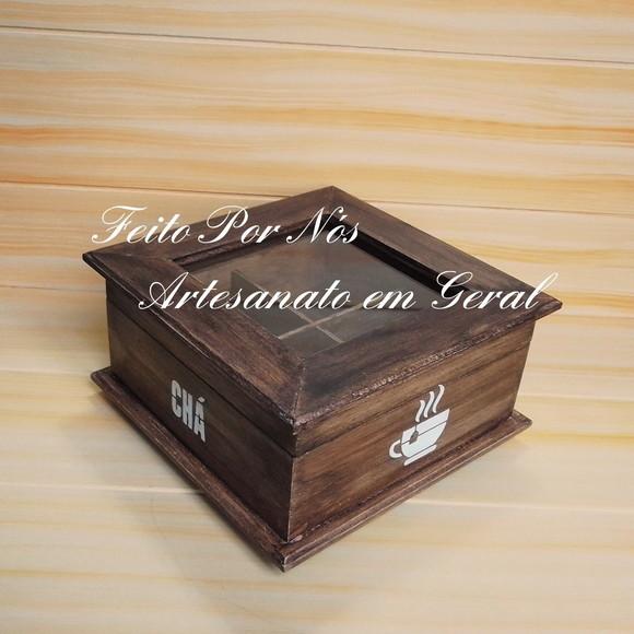 Caixa de Chá Efeito Madeira