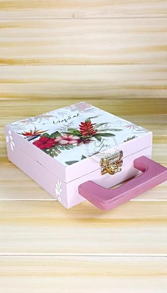 Estojo Porta Giz e Apagador Tropical Rosa