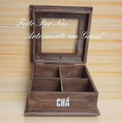 Caixa de Chá Efeito Madeira