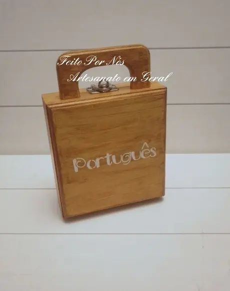 Estojo Porta Giz e Apagador Madeira