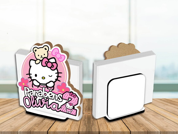 05 Porta Guardanapo Centro de Mesa Hello Kitty