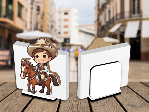 05 Porta Guardanapo Centro de Mesa Menino Cowboy