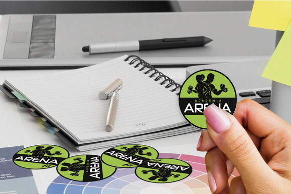 Adesivo Personalizado Academia 8 cm Kit 100 Unidades