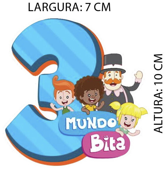 Adesivo Mundo Bita Numero 3 Kit 30 Unidades