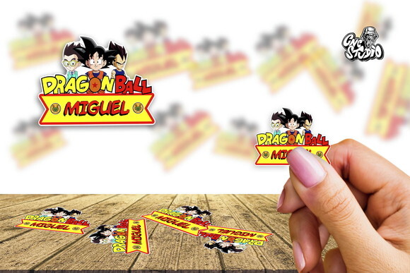 Adesivo Rótulos Personalizado Dragon Ball Kit com 30 Unid