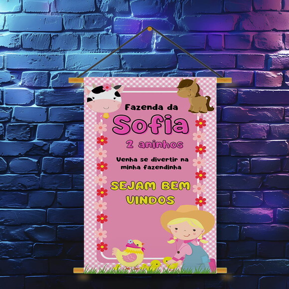 Banner Festa Infantil Fazendinha Menina
