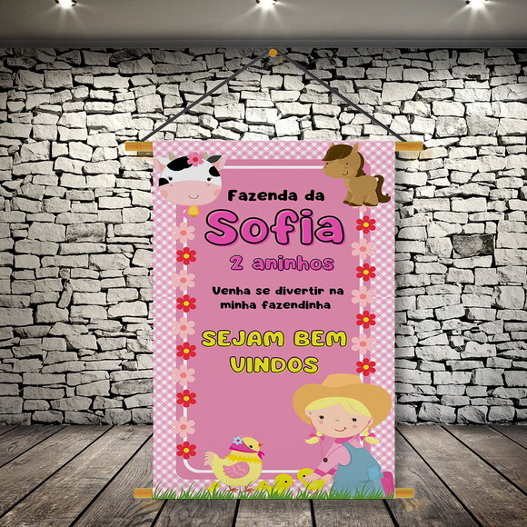 Banner Festa Infantil Fazendinha Menina