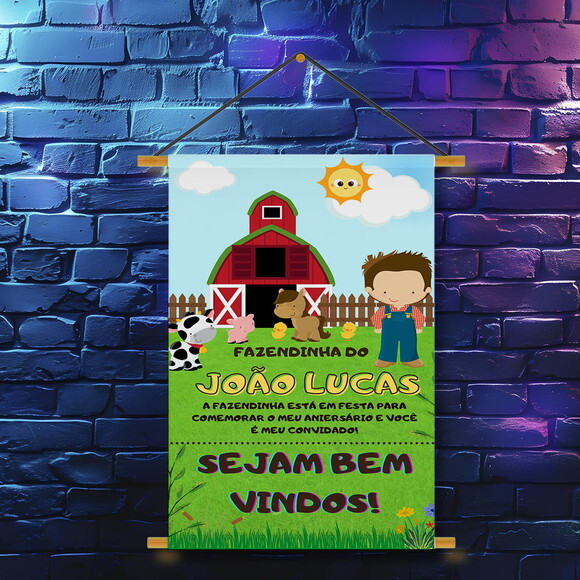 Banner Festa Infantil Fazendinha Menino