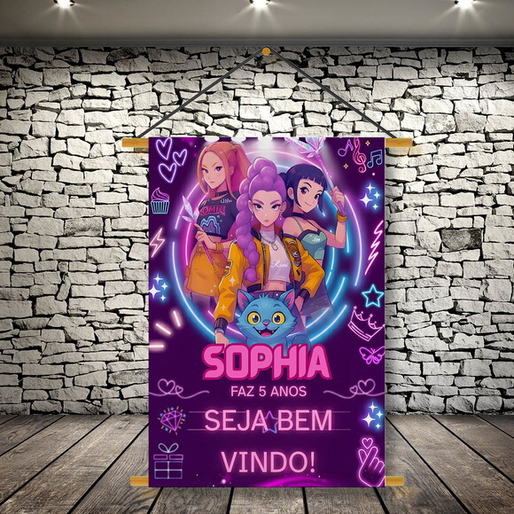 Banner Festa Infantil Guerreiras K Pop