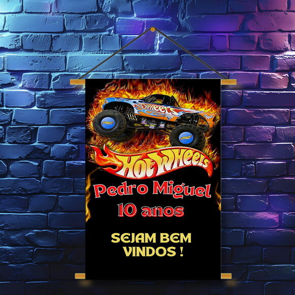 Banner Festa Infantil Hot Wheels