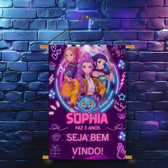 Banner Festa Infantil Guerreiras K Pop