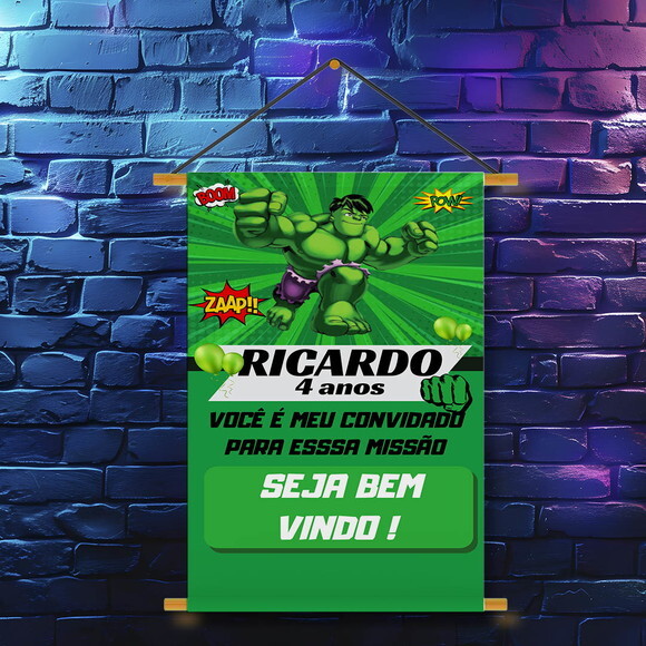 Banner Festa Infantil Hulk