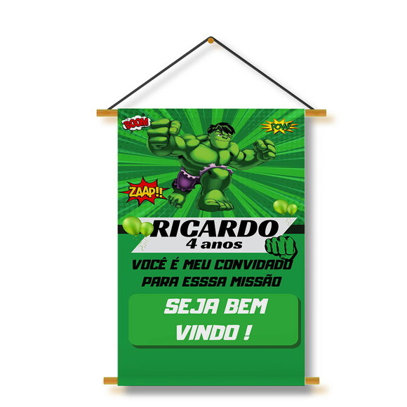Banner Festa Infantil Hulk