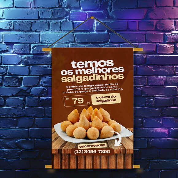 Banner Personalizado Salgados Preço /telefone Editável 50x80