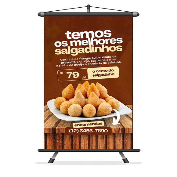 Banner Personalizado Salgados Preço /telefone Editável 50x80