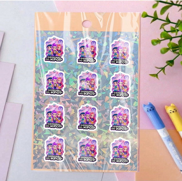 Cartela de Adesivos Guerreira K Pop Kit 30 Unidades