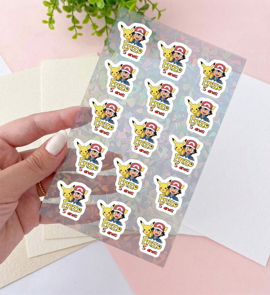 Cartela de Adesivos Pokemon Personalizado Kit 30 Unidades