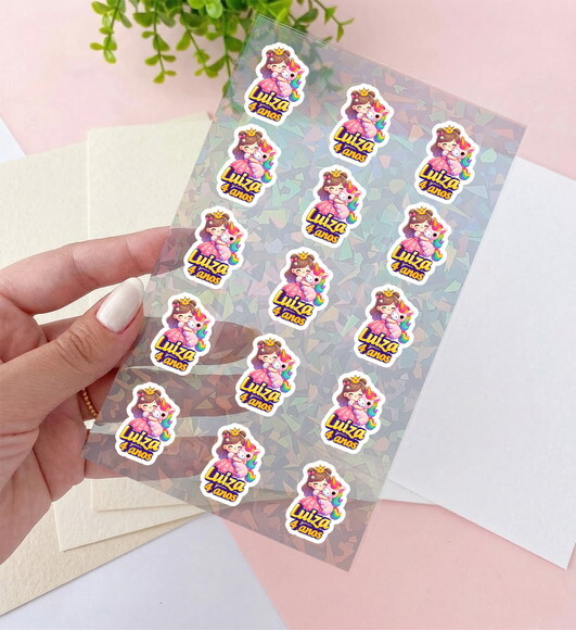 Cartela de Adesivos Unicórnio Personalizado Kit 30 Unidades
