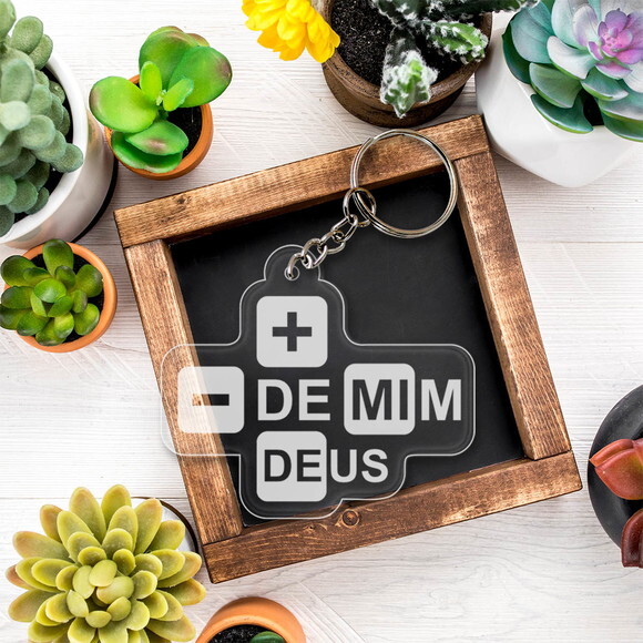 Chaveiro e Lembrancinha Mais de Deus Menos de Mim