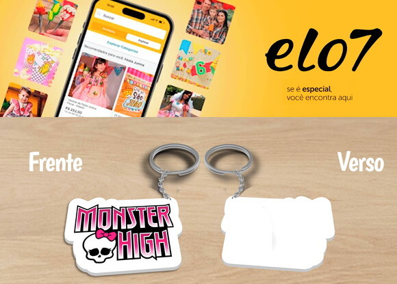 Chaveiro e Lembrancinha Monster High Kit 10 Unidades