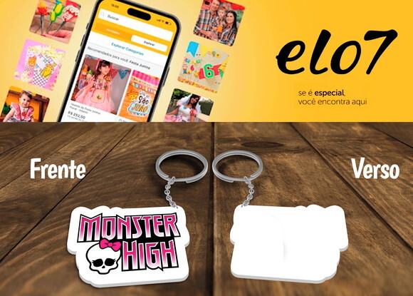 Chaveiro e Lembrancinha Monster High Kit 10 Unidades