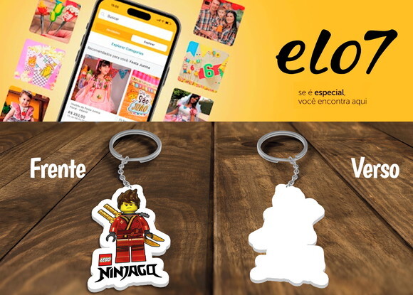 Chaveiro e Lembrancinha Ninjago Kai