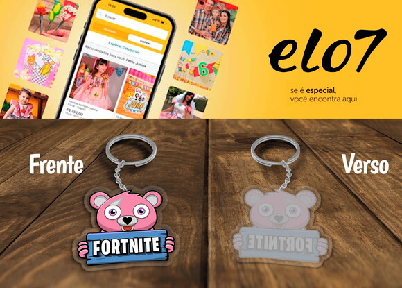 Chaveiro Lembrancinha Fortinite Urso Rosa