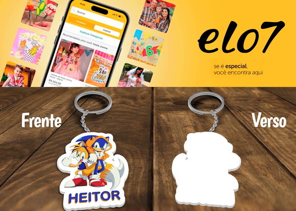 Chaveiro Lembrancinha Sonic e Tails