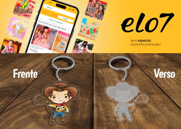 Chaveiro Lembrancinha Toy Story Aquarela Woody