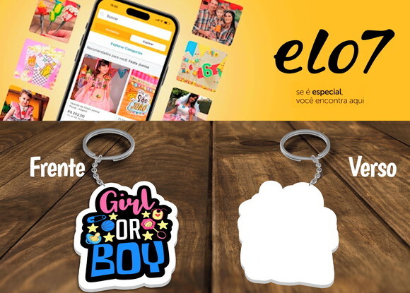 Chaveiros Lembrancinhas Chá Revelação Girl ou Boy
