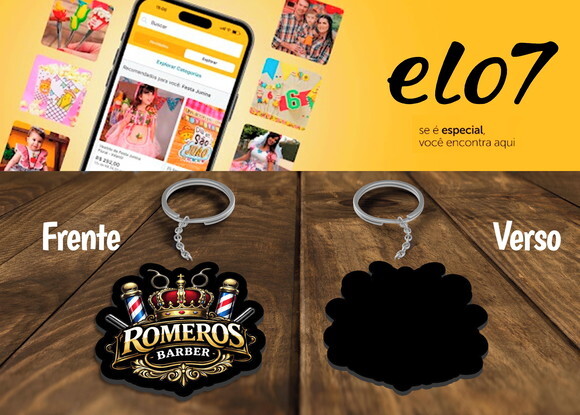 Chaveiros Personalizados Barbearia com Sua Logo