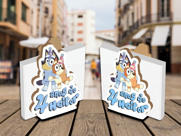 Enfeite de Mesa Porta Guardanapo Blue Bingo Personalizado