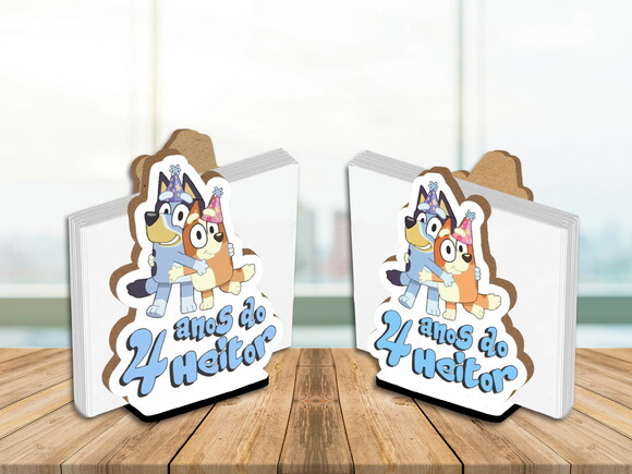 Enfeite de Mesa Porta Guardanapo Blue Bingo Personalizado