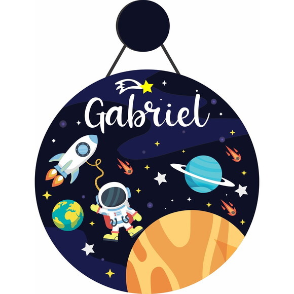 Enfeite Porta Maternidade Astronauta com Nome