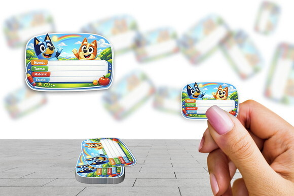 Etiqueta Escolar Bluey Bingo Kit 30 Unidades