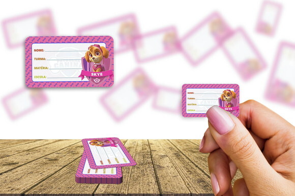 Etiqueta Escolar Skye Patrulha Canina Kit 30 Unidades