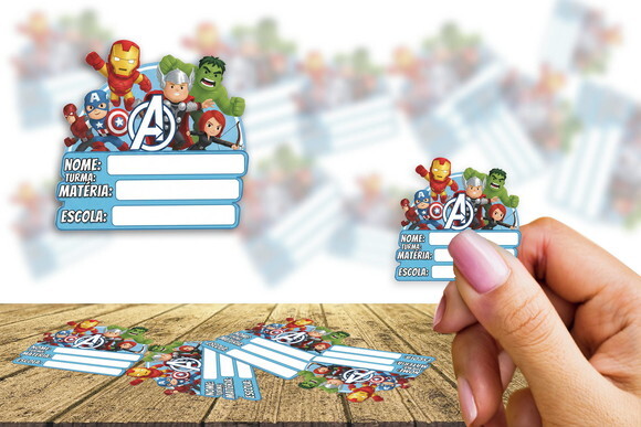 Etiqueta Escolar Vingadores Kit 30 Unidades