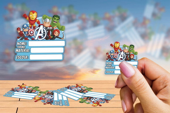 Etiqueta Escolar Vingadores Kit 30 Unidades