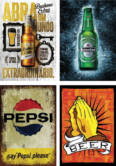 Kit 12 Placa Decorativa Bebidas Bar
