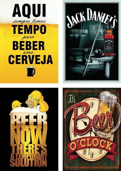Kit 12 Placa Decorativa Bebidas Bar
